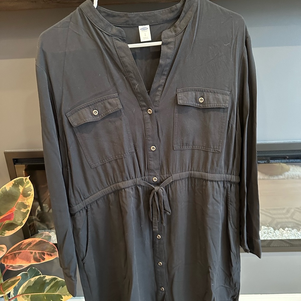Old Navy Black Button-Down Dress